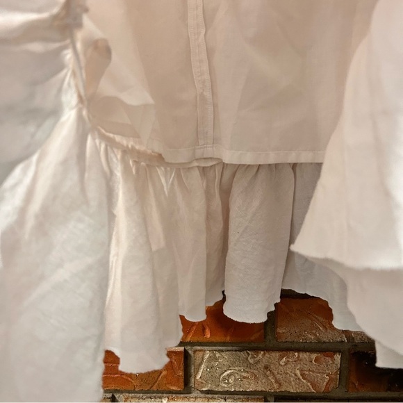 Vintage Linen Pale Pink Midi Skirt with Ruffle Hem + Adjustable Waist - Picture 6 of 6